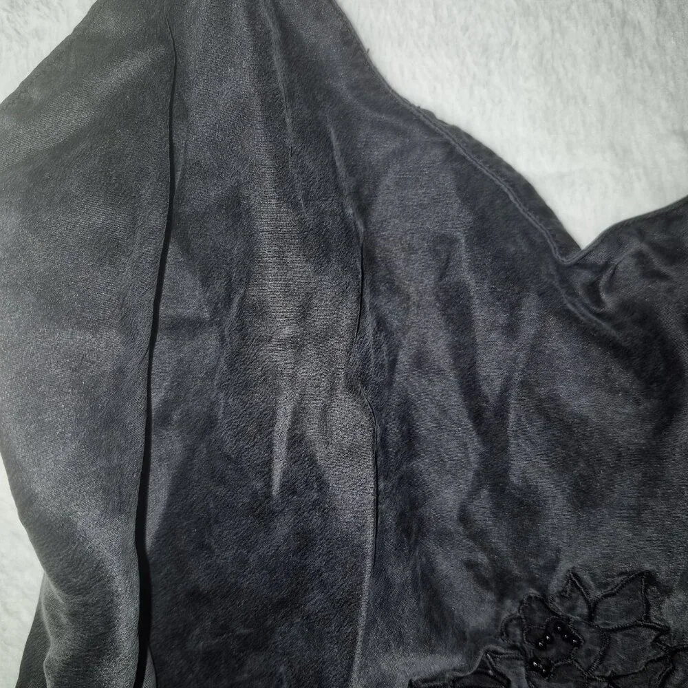 Victoria’s Secret Black Chiffon Floral Slip Chemise – Small, Romantic Y2K Linger - Picture 6 of 9